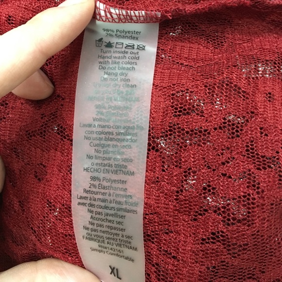 LuLaRoe frosted ruby red lace elegant Joy vest - Picture 6 of 7